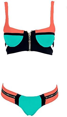 PG Women's Sexy Zipper Triangle Bikini Set Monokini Bathing Suit , S Green