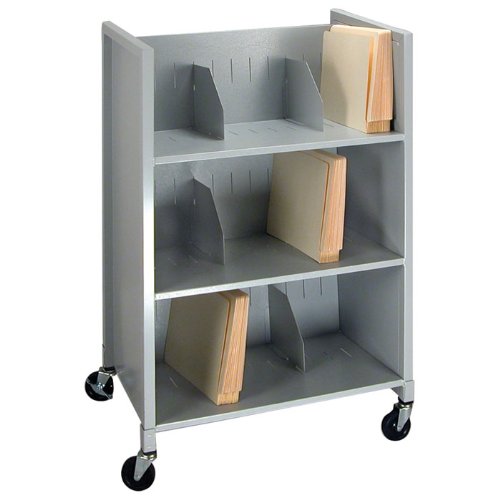 Buddy Products Three Tier Medical File Folder Cart, Steel, 16 x 38.75 x 26 Inches, Platinum (5428-32)