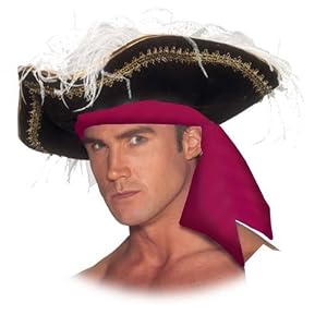 Black Pirate Cap'n Hat with Gold Braid Trim