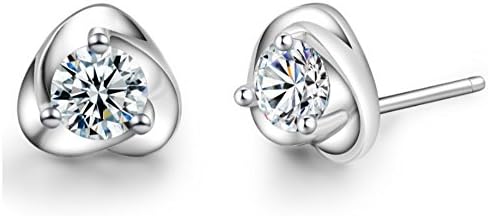 Tyzon Solid 925 Sterling Silver Luxury Heart Shape with White Cubic Zirconia Women Stud Earrings