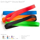 Grifiti Big-ass Bands 9" Version for Books, Camera Lens, Art, Cooking, Wrapping, Exercise, Macbooks, Bag Wraps, Dungies Replacements, and Made with Silicone Instead of Rubber or Elastic in 5 Pack of Assorted Colors