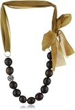 Sparkling Sage Wood & Silk Ribbon Crystal Ball Gold-Tone Necklace, 24
