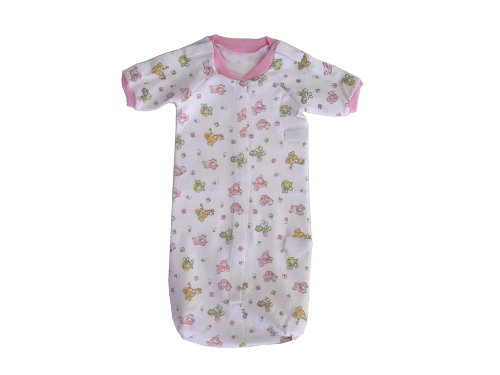 ANNA\'S Preemie 100% Incredibly Soft Peruvian Cotton Lambs, Teddy Bears and Giraffes Bag Gown
