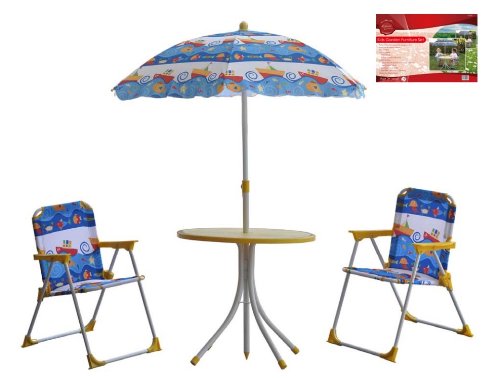 KIDS PRINTED GARDEN FURNITURE SET INCLUDING TABLE, 2 CHAIRS & UMBRELLA top Garden Furniture product KIDS PRINTED GARDEN FURNITURE SET INCLUDING TABLE, 2 CHAIRS & UMBRELLA picture