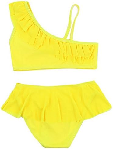 Dengken Girl's Swimwear Swimming Clothes Bikini Two-Piece Set Swimsuit Yellow 2T
