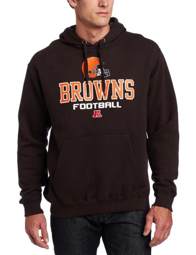 NFL Men's Cleveland Browns Critical Victory V Long Sleeve Hooded Fleece Pullover (Brown, Large)