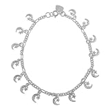Sterling Silver Dangling Mini Moon and Star Bracelet