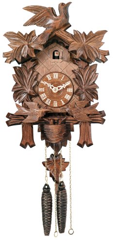 River City Clocks One Day Musical Cuckoo Clock with Maple Leaves, Birds, and Bird Nest – 15 Inches Tall – Model # M413-15