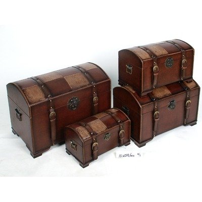 Seville Indoor Set Four Piece Faux Leather Trunks Faux Leather Color: Mix Pattern