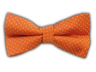 100% Silk Woven Tangerine Pindot Patterned Pre-tied Bow Tie