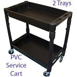 Buy 2 Trays Shelves Plastic PVC Utility Service Cart 300LBS by Generic