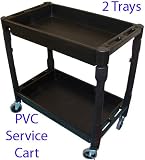 2 Trays Shelves Plastic PVC Utility Service Cart 300LBS