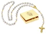 The Vatican Library Collection Gray Simulated Plastic Pearl Rosary and Box Set