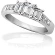 1.50 ctw Three-Stone Emerald & Princess Cut Diamond Engagement Ring in 14kt White Gold