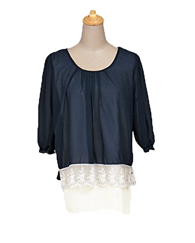 (コウエイストア) koeistoreシフォン素材レイヤード風切り替えバックリボンデザイン7分袖ブラウス Y3152