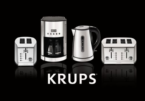 KRUPS KM730D50 Breakfast Set 12-cup Glass Carafe Coffee Maker with Brushed and Chrome Stainless Steel Housing, Stainless Steel