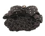 Caravan Tied Beads And Rhinestone Decorates Poka Doted Fabric Bow Barrette And Matching Snood