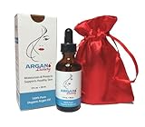 Pure, Organic Argan Oil from Morocco. COMPARE TO JOSIE MARAN - BEST QUALITY WITHOUT DEPARTMENT STORE PRICE. Virgin Argan Oil For Your Hair, Face, Skin, Nails & Cuticles -- Makes Your Hair Silky and Soft, Moisturizes Your Skin with No Greasy Residue. Anti-aging, Antioxidant All-Purpose Oil With Vitamin E, Essential Fatty Acids and Squalene -- 2 Oz. Bottle with Free Red Satin Bag.