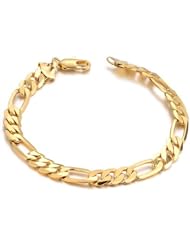14k Italy Yellow Gold Thick 7mm Figaro 3 + 1 Link Chain Bracelet 8.5" Inches