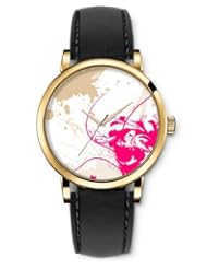 SPRAWL Aanalog Fashion Series Gold Ladies Watches of Genuine Black Leather Strap,Unique Wrist Watch for Women Girls Designed with Morning Glories