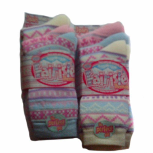 6 Pairs light thick fairisle thermal socks