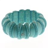 7.5 Stunning Turquoise Howlite Beads Stretchy Bangle Bracelet 30mm