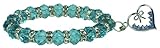 Blue Crystal Stretch Bracelet with Heart Charm
