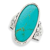 Sterling Silver Antiqued Oval Turquoise Ring