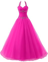Tulle Backless Halter Prom Dress/Quinceanera Dress 