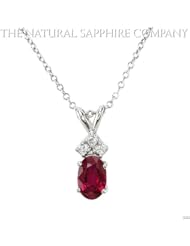 0.75ct. Natural Untreated Ruby Pendant with 3 dia. 0.06ct. total.