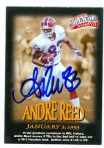 Andre Reed Autographed/Hand Signed football card (Buffalo Bills) 1997 Fleer Skybox Million Dollar Mo