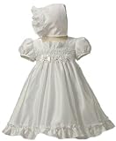 New Satin & Pearl Christening Baptism Dress & Bonnet