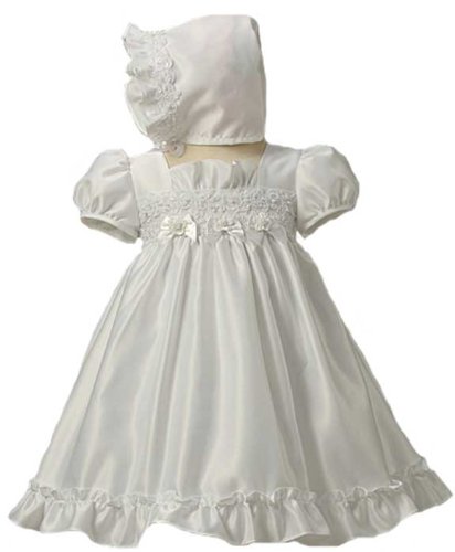 New Satin & Pearl Christening Dress & Bonnet ~ kid B581 18/24M Xlarge