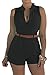 Prograce Women'Sexy Sleeveless Plunge V Neck Belted Short Jumpsuit Rompers