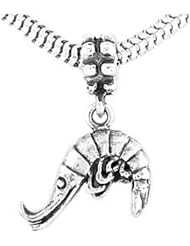 Sterling Silver Three Dimensional Shrimp Dangle Bead Charm