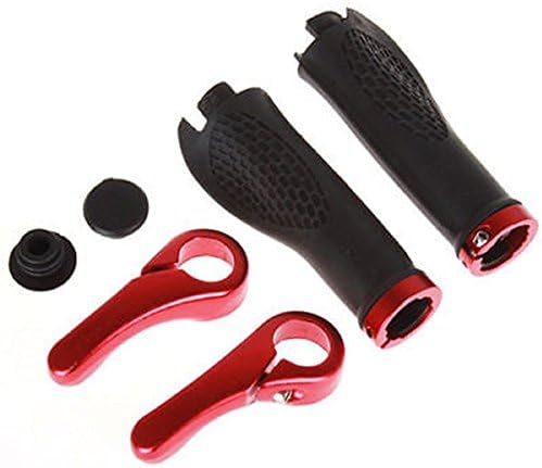 ljersa® Ergonomic MTB Mountain Bike Bicycle Handlebar Rubber Grips Cycling Lock-On Ends 1 Pair (Red)