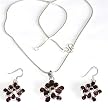 Earring Pendants Sets Silver Garnet Jewelry (gpers012a)