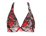 Split Birdcage Band Red Halter Swimsuit Top S