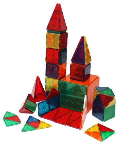 Metro Mags Clear Colors Magnetic Tiles Building Kit, 60-Piece