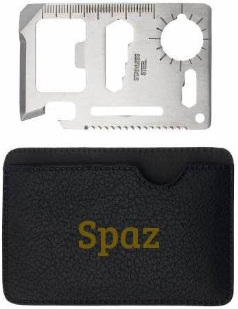 Multipurpose survival pocket tool with engraved holder with name: Spaz (first name/surname/nickname)