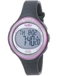 Timex Womens T5K600 Ironman Clear View 30-Lap Dark Gray/Pink Resin Strap Watch
