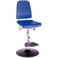 Milagon Aklaim Polyurethane Workseat on Enamel Disc Base with Edging, High Profile, 24"-34" Adjustment Height