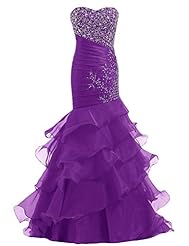 Organza Mermaid Beaded Evening Dress/Homecoming Dress/Prom Dress/Wedding Party Dress 