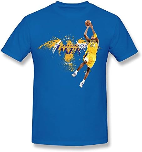 AHOO Men's T Shirt Los Angeles Lakers Kobe Bryant 24 Black Manba RoyalBlue Size XS