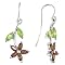 Silver Garnet and Peridot Flower Earrings