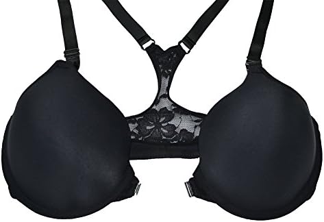 BriBrisFashion Women's Plus Size Racerback Solid Color Lace Insert D-cup Bra, Black, 36D