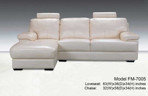 New 2pc Contemporary Leather Sectional Sofa #MF-7005-BEIGE