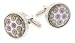 JJ Weston silver plated cufflinks with white peacock art glass with presentation box. Made in the U.S.A