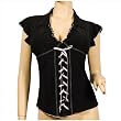 Sexy Black Pink Lace Corset Plus Size Top