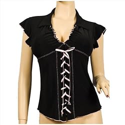 Sexy Black Pink Lace Corset Plus Size Top